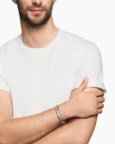 Chevron Woven Bracelet in Sterling Silver with Black Nylon, 9mm